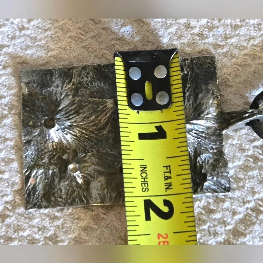 Artistic Vintage Textured Boho Metal Pendant On Genuine Leather Strap 14" - Picture 8 of 10